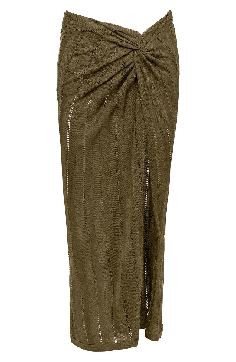 ViX Paula Hermanny Twisted Open Stitch Cover-Up Midi Skirt, Alternate, color, Green