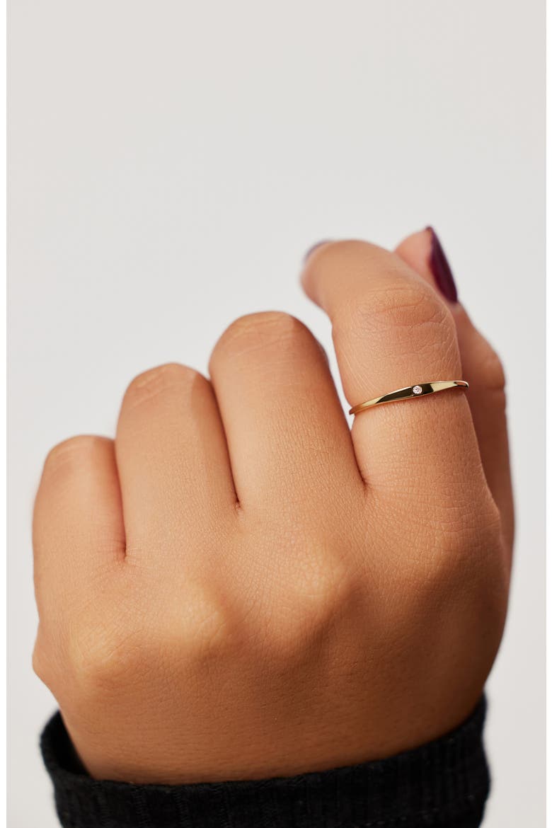 Gold Band Ring - Gold Diamond Signet Ring, Alternate, color, Gold