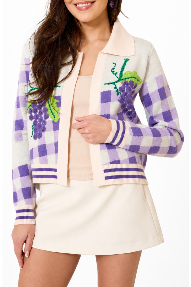 Vineyard Gingham Knit Cardigan, Main, color, IVORY MULTI