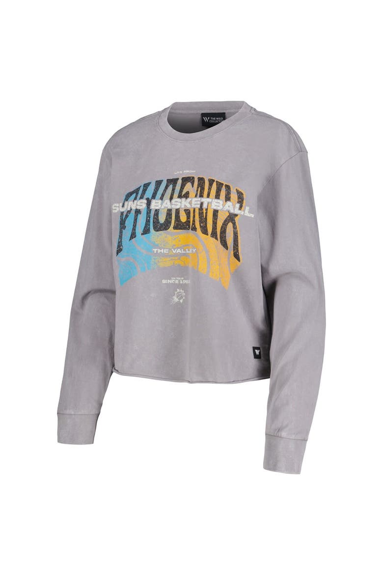 Women's The Wild Collective  Gray Phoenix Suns Band Cropped Long Sleeve T-Shirt, Alternate, color, Gray