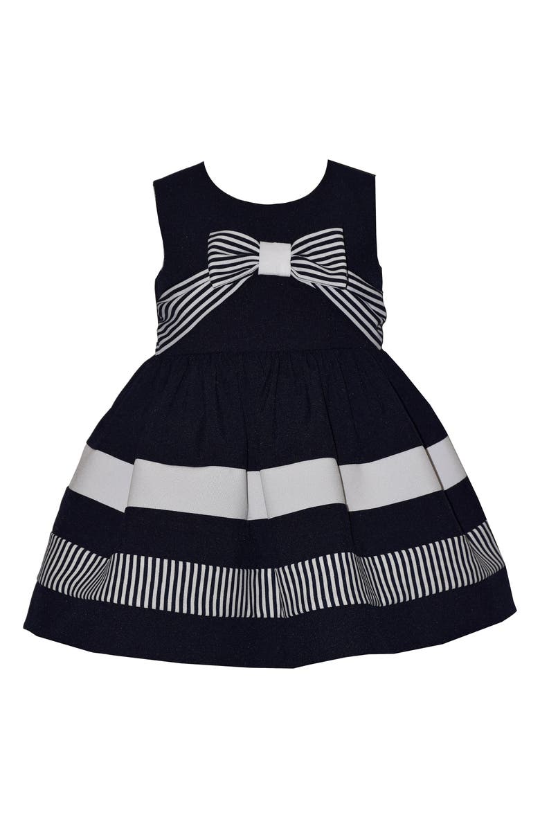 GERSON & GERSON Kids' Nautical Metallic Party Dress, Main, color, Navy