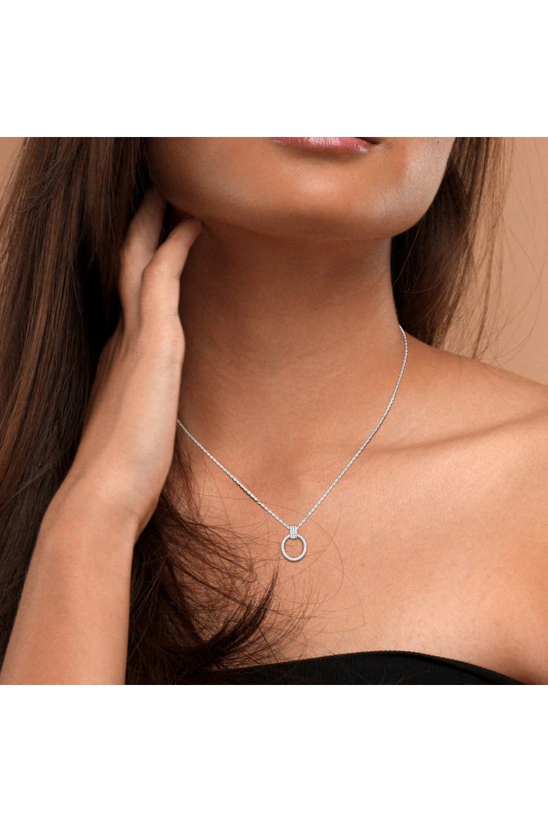 Diamond Circle Pendant Necklace 14k, Alternate, color, White Gold