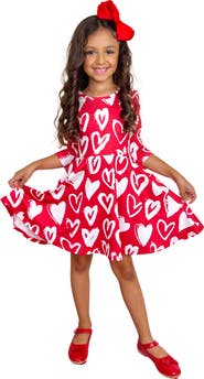 Mia Belle Girls Radiant Heart Twirly Long Sleeve Skater Dress