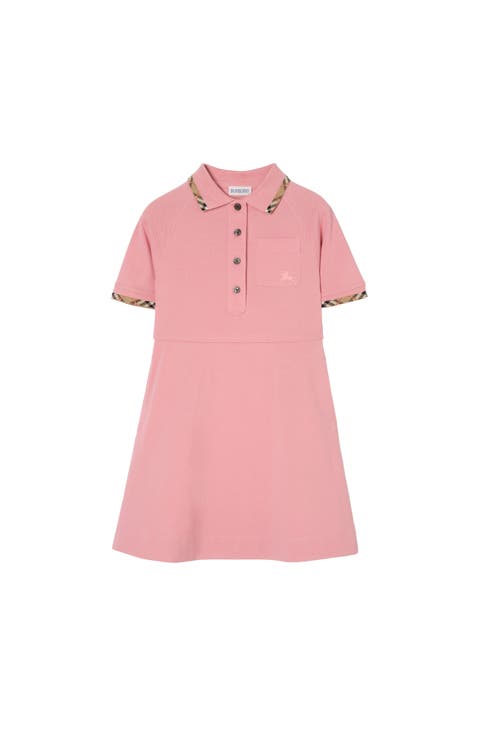 Girls' Check Trim Cotton Polo Shirt Dress
