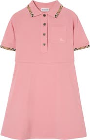 Burberry Girls' Check Trim Cotton Polo Shirt Dress