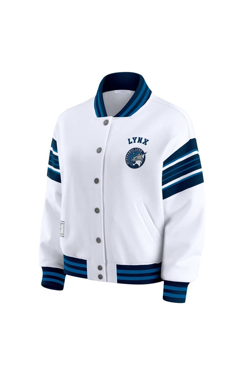 WEAR by Erin Andrews Women's WEAR by Erin Andrews White/Navy Minnesota Lynx Full-Snap Fleece Sweatshirt Jacket, Alternate, color, 