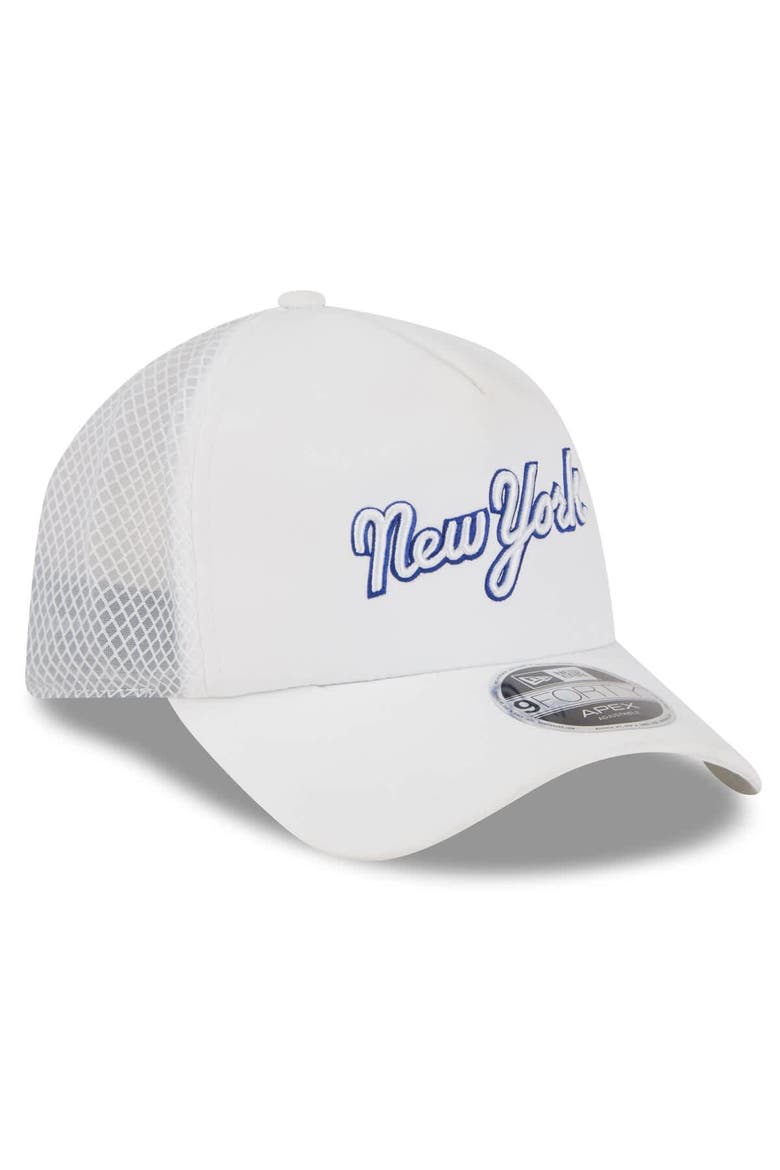 Men's New Era White New York Mets 2026 Batting Practice Apex 9FORTY Adjustable Trucker Hat, Alternate, color, White