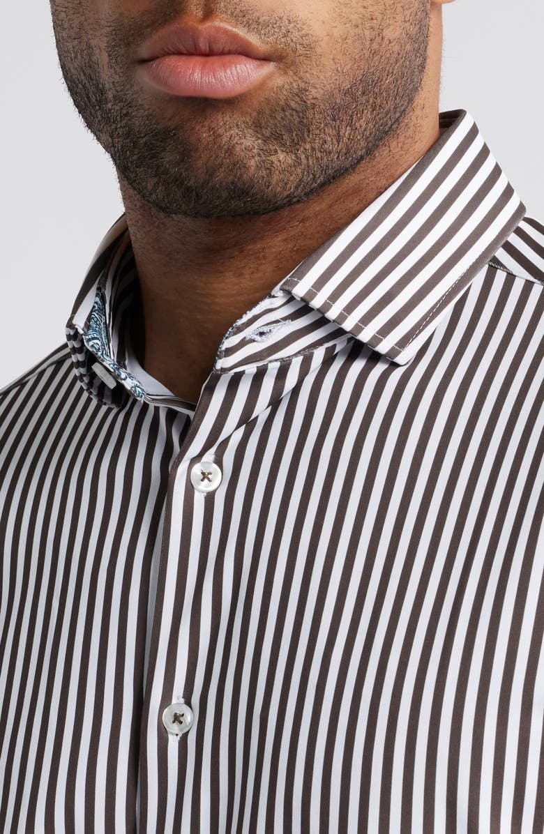 Stone Rose Bengal Stripe Techno Stretch Performance Button-Up Shirt, Alternate, color, 