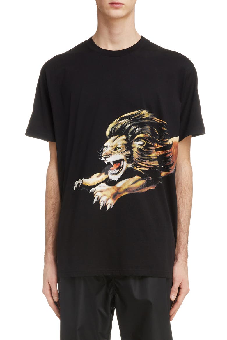 Lion Graphic T-Shirt, Main, color, BLACK