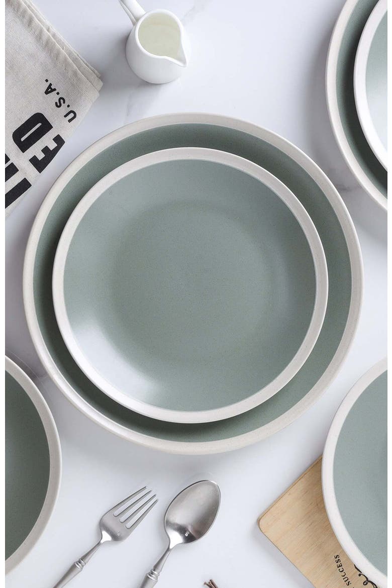 Serenity Stoneware 4-Piece Salad Plate Set, Alternate, color, Green and Cream