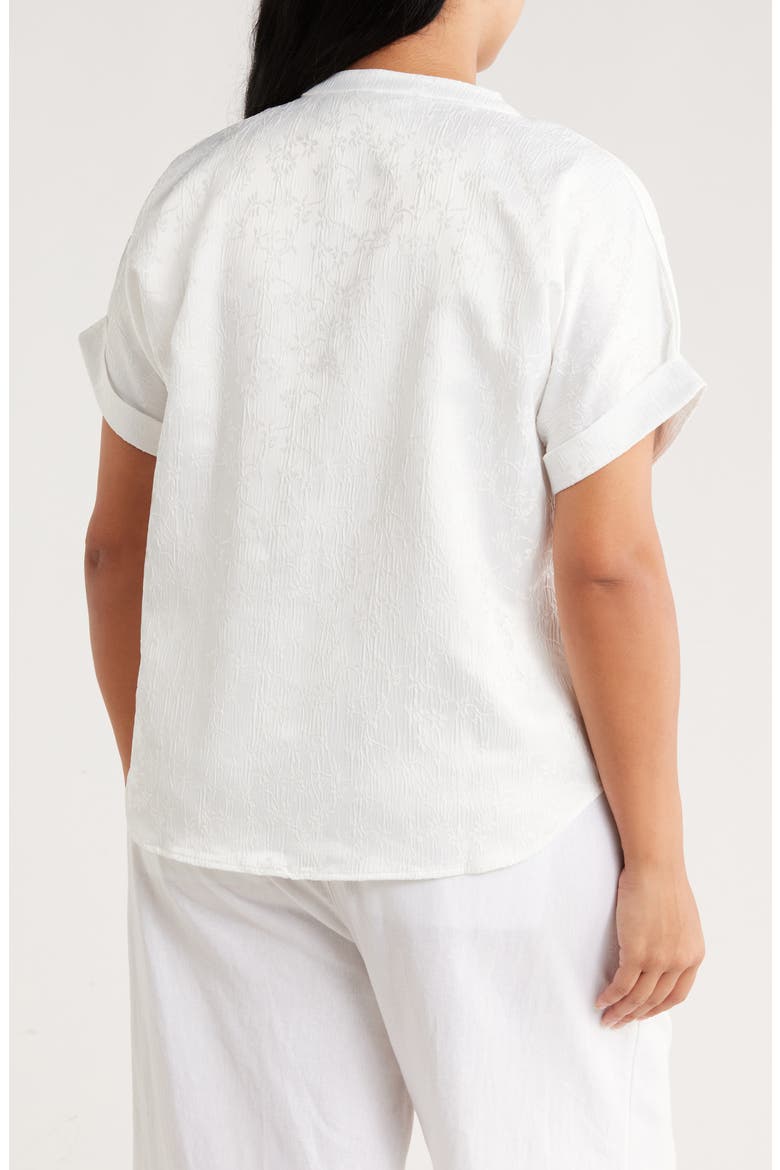 Jacquard Short Sleeve Button-Up Shirt, Alternate, color, WHITE