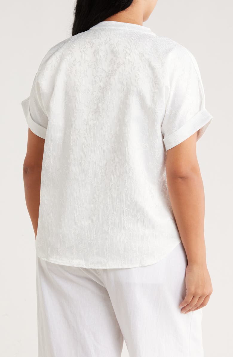 Forgotten Grace Jacquard Short Sleeve Button-Up Shirt, Alternate, color, White