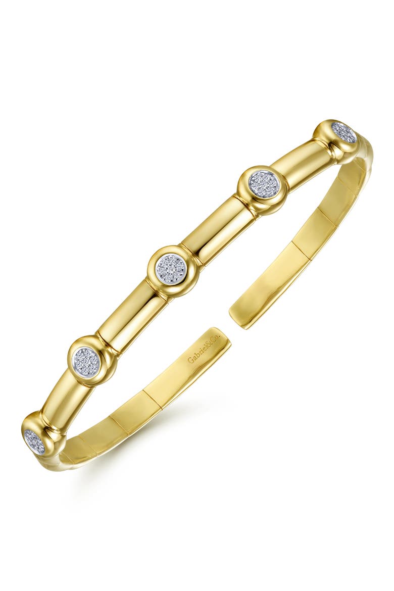 Demure Diamond Station 14K Gold Open Bangle Bracelet, Alternate, color, 14K YELLOW GOLD
