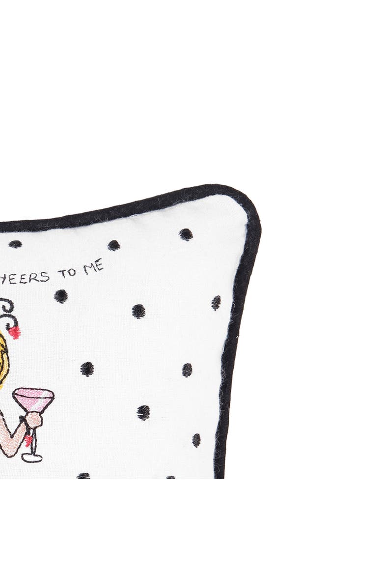 Cheers To Everything Embroidered Small Petite Mini Accent Pillow 8" x 8", Alternate, color, White