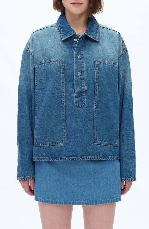 Relaxed Ombé Denim Popover Shirt