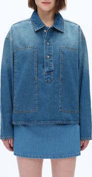 Bayeas Relaxed Ombé Denim Popover Shirt
