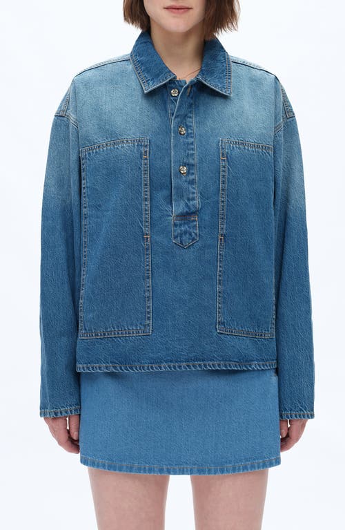 Bayeas Relaxed Ombé Denim Popover Shirt In Blue