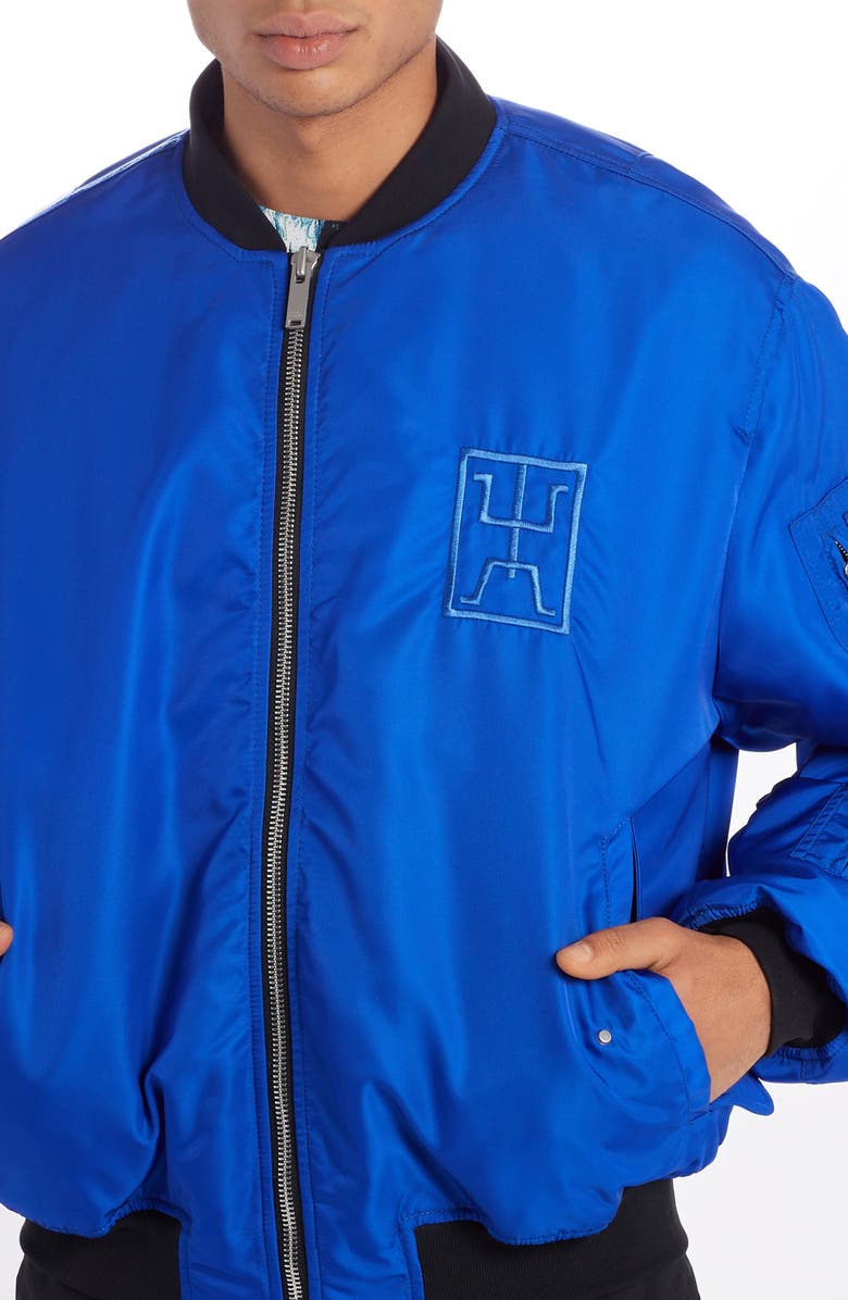 Marcelo Burlon Embroidered Cross Logo Nylon Bomber Jacket, Alternate, color, 