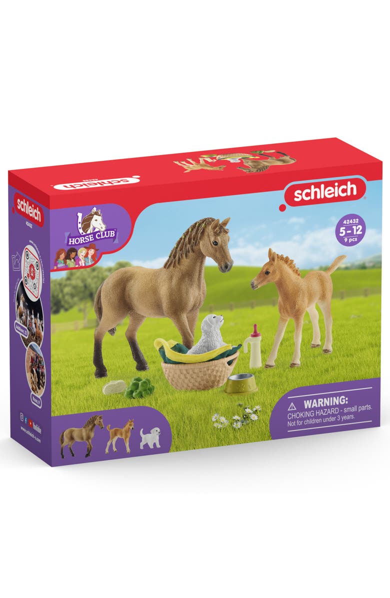 Schleich Horse Club Sarah's Baby Animal Care 9 Piece Playset, Alternate, color, Multicolored