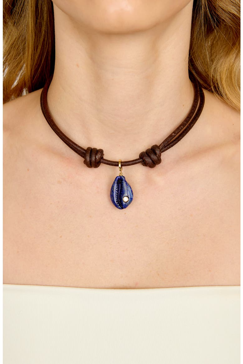 Cove Lapis Lazuli Cowrie Shell Pendant Necklace, Alternate, color, LAPIS