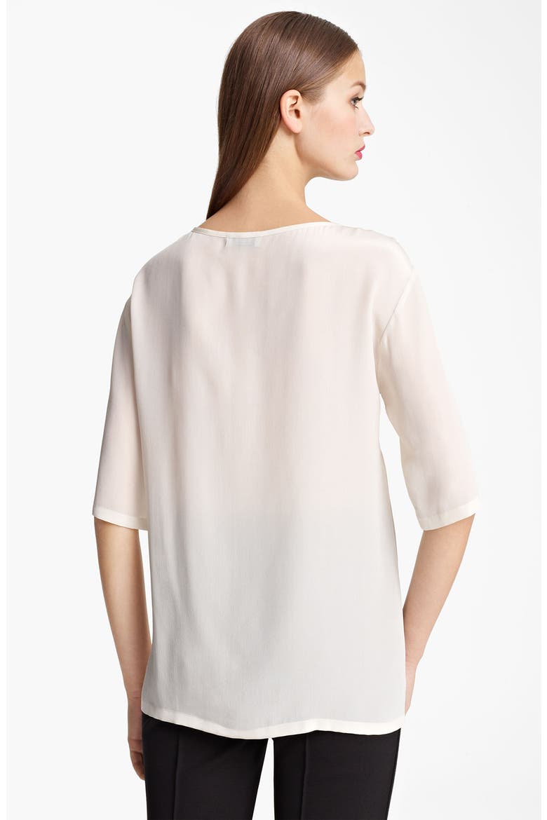 Cheap & Chic 'Tea Shirt' Print Silk Tee, Alternate, color, OFF WHITE