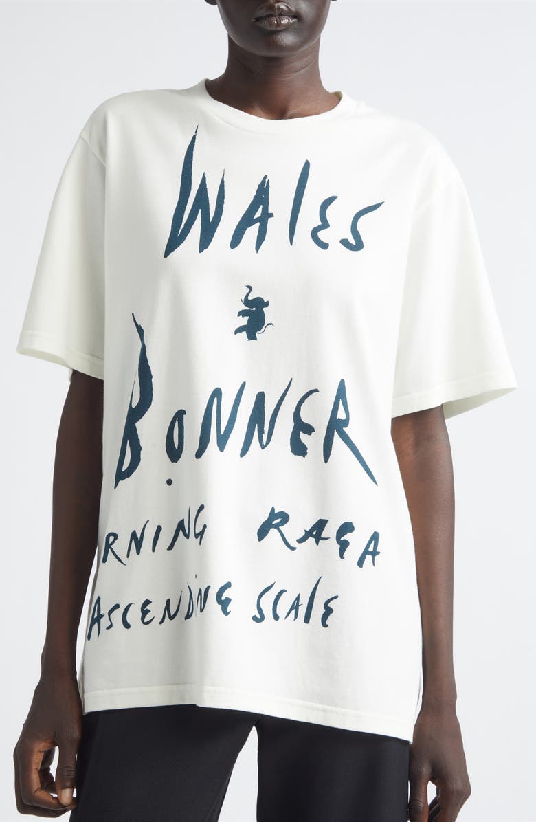 Wales Bonner Raga Oversize Cotton Graphic T-Shirt, Alternate, color, Ivory
