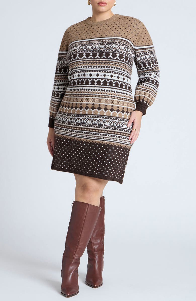 ELOQUII Long Sleeve Sweater Dress, Main, color, 