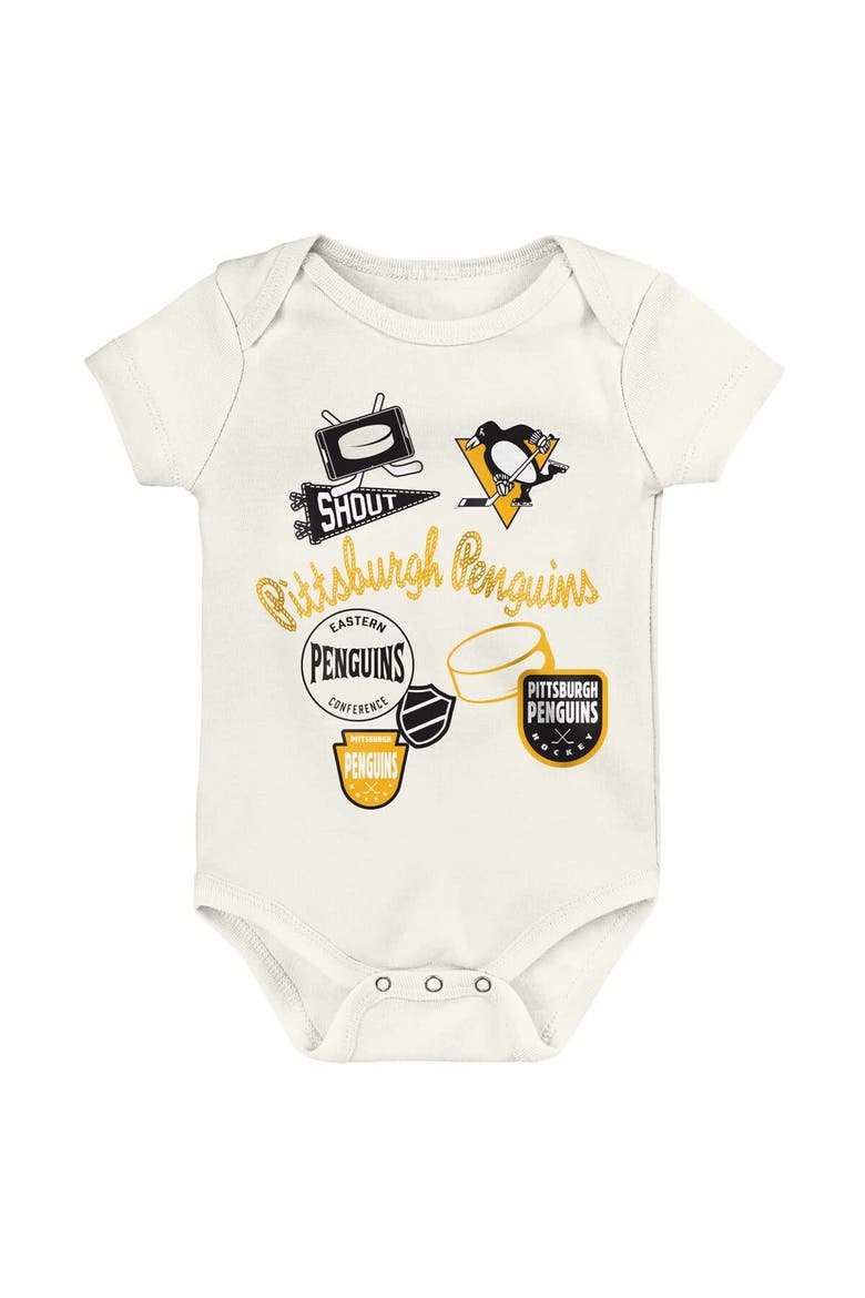 Infant & Newborn Outerstuff Pittsburgh Penguins Littlest Player Three-Pack Bodysuit Set, Alternate, color, Cream