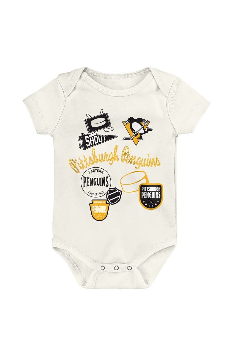 Outerstuff Infant & Newborn Outerstuff Pittsburgh Penguins Littlest Player Three-Pack Bodysuit Set, Alternate, color, Cream