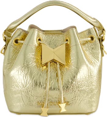 Mac Duggal Crinkle Metallic Leather Bucket Handbag | Nordstrom