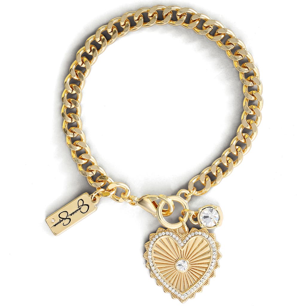 Jessica Simpson Heart Charm Bracelet In Gold