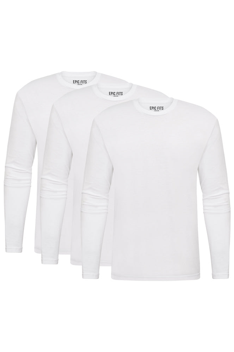 Standard Long Sleeve Crew Neck T-Shirt 3-Pack, Alternate, color, White