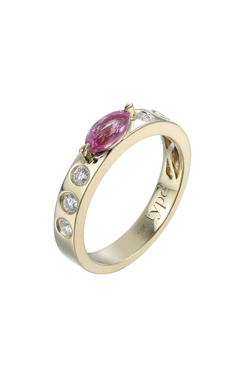 TYPE JEWELRY Leggo Pink Sapphire Marquise & Diamond Ring, Main, color, Pink