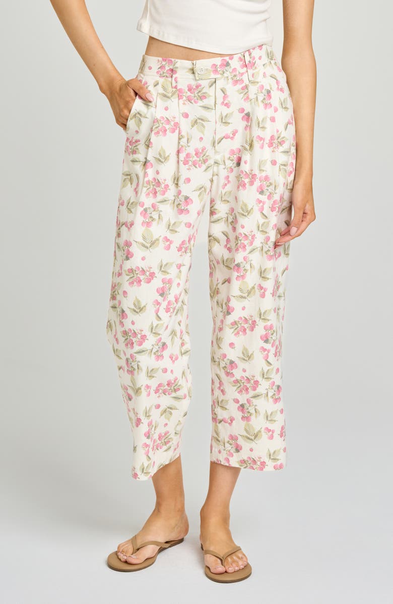 WAYF Stevie Garden Raspberry Print Crop Pants, Main, color, Garden Raspberry