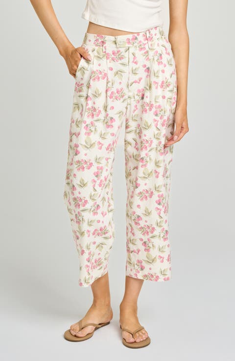 Stevie Garden Raspberry Print Crop Pants