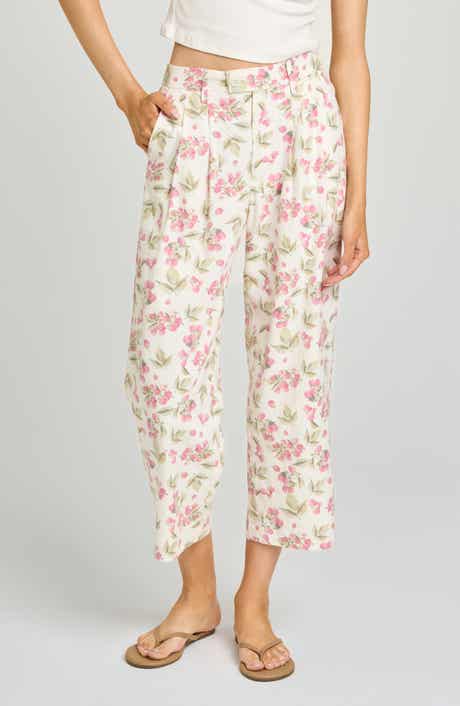 Stevie Garden Raspberry Print Crop Pants