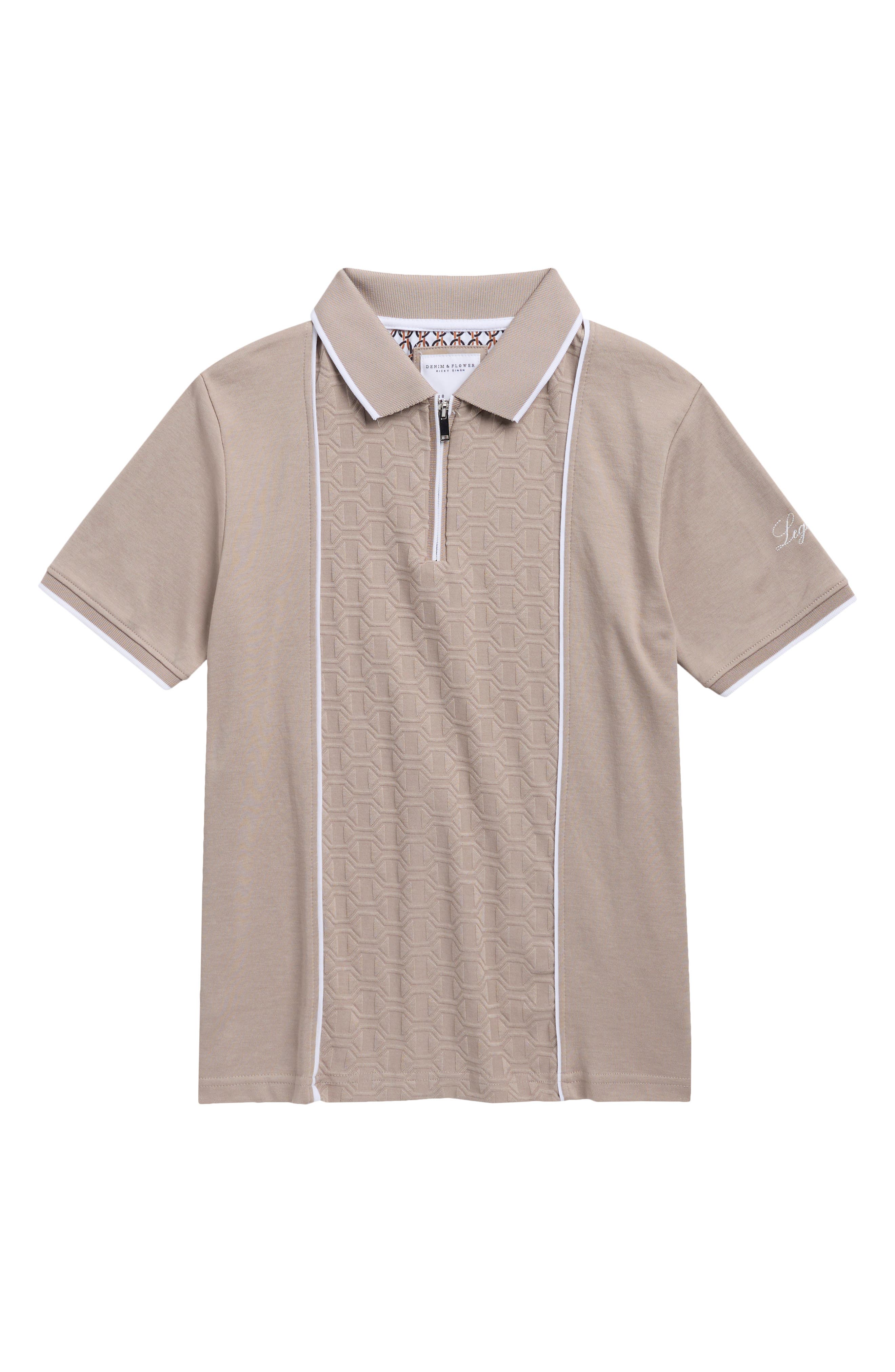 DENIM AND FLOWER Kids' Quarter Zip Knit Polo