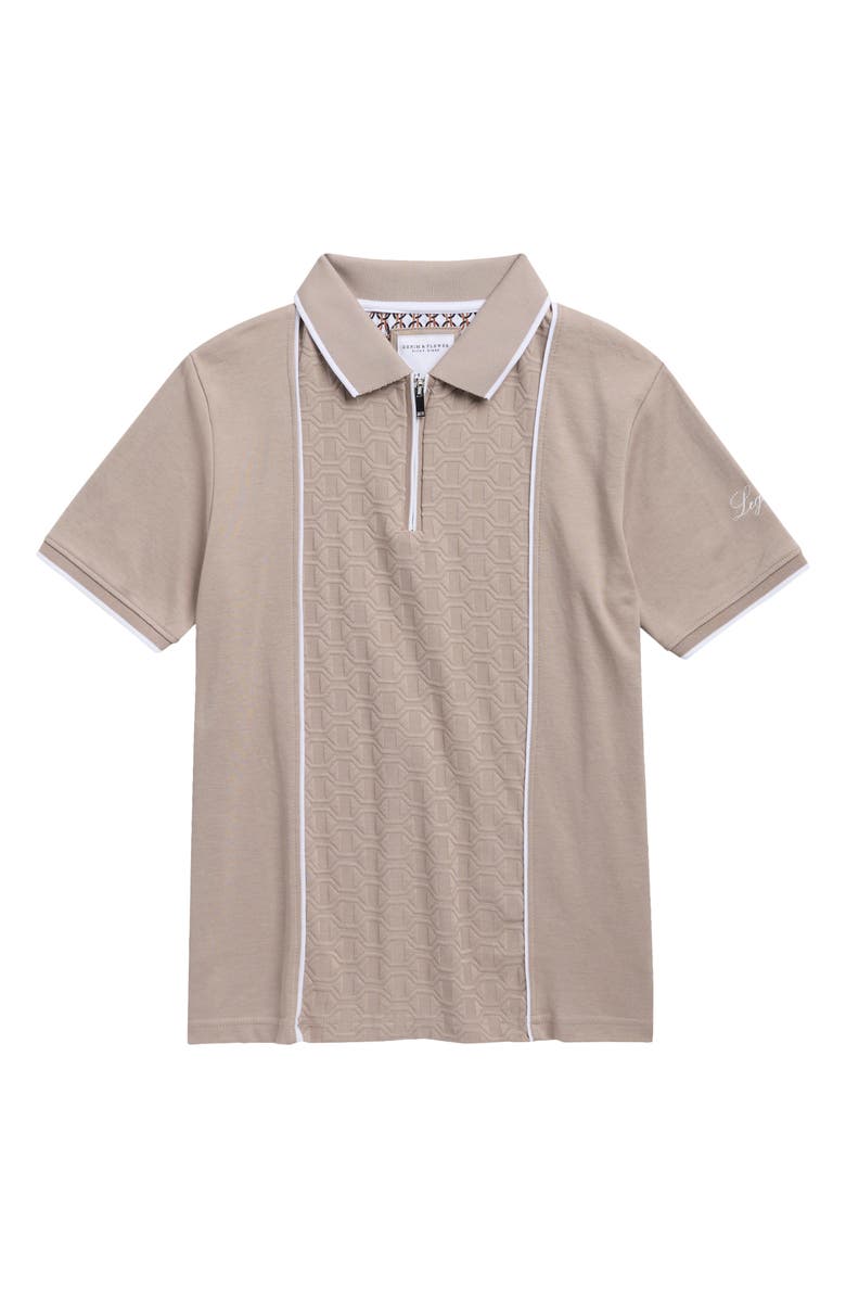 DENIM AND FLOWER Kids' Quarter Zip Knit Polo, Main, color, Gray