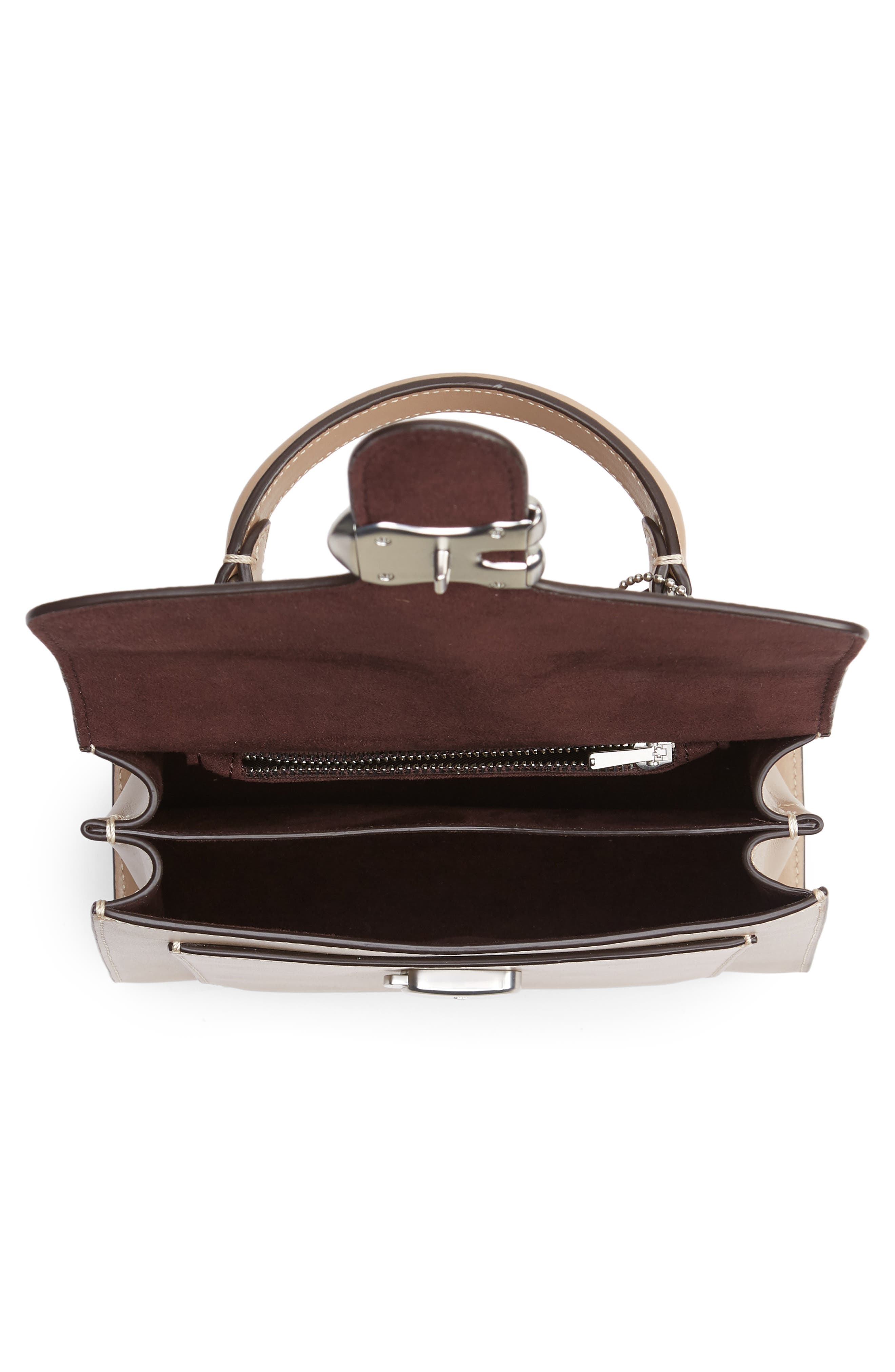 Tabby Mixed Leather Top Handle Bag, Alternate, color, LIGHT NICKEL/ TAUPE