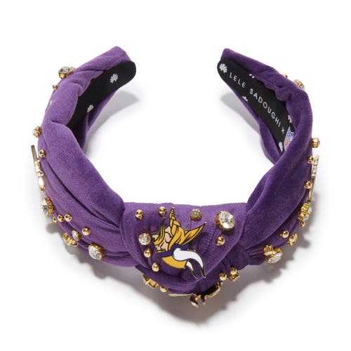 Lele Sadoughi Minnesota Vikings Embellished Knotted Headband In Purple