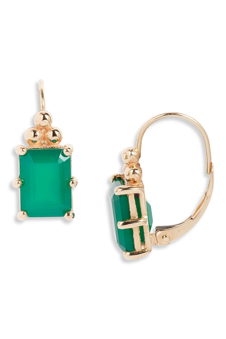 Cléo Carré Green Onyx Drop Earrings, Main, color, GREEN