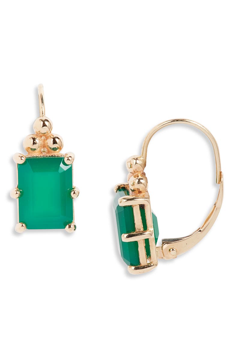Anzie Cléo Carré Green Onyx Drop Earrings, Main, color, 