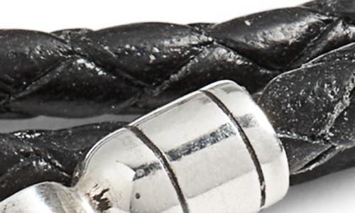 Caputo & Co Euro Braided Leather Triple Wrap Bracelet In Black
