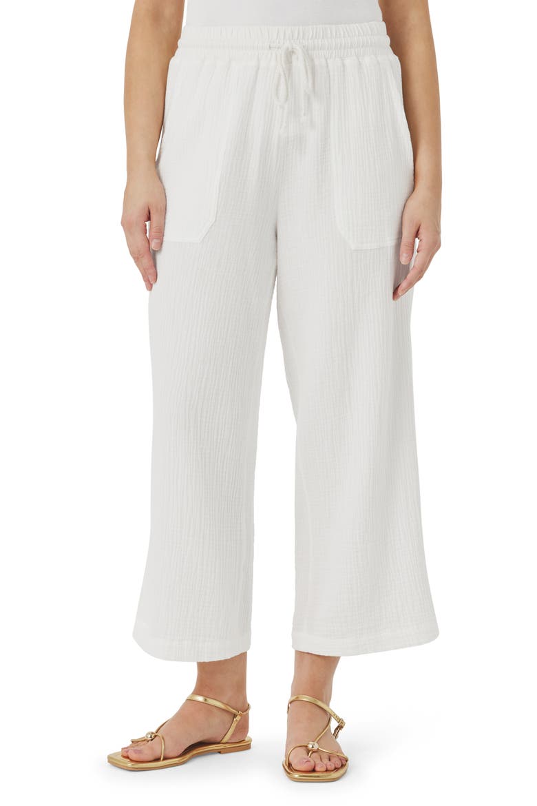 Ava Cotton Gauze Drawstring Pants, Main, color, WHITE