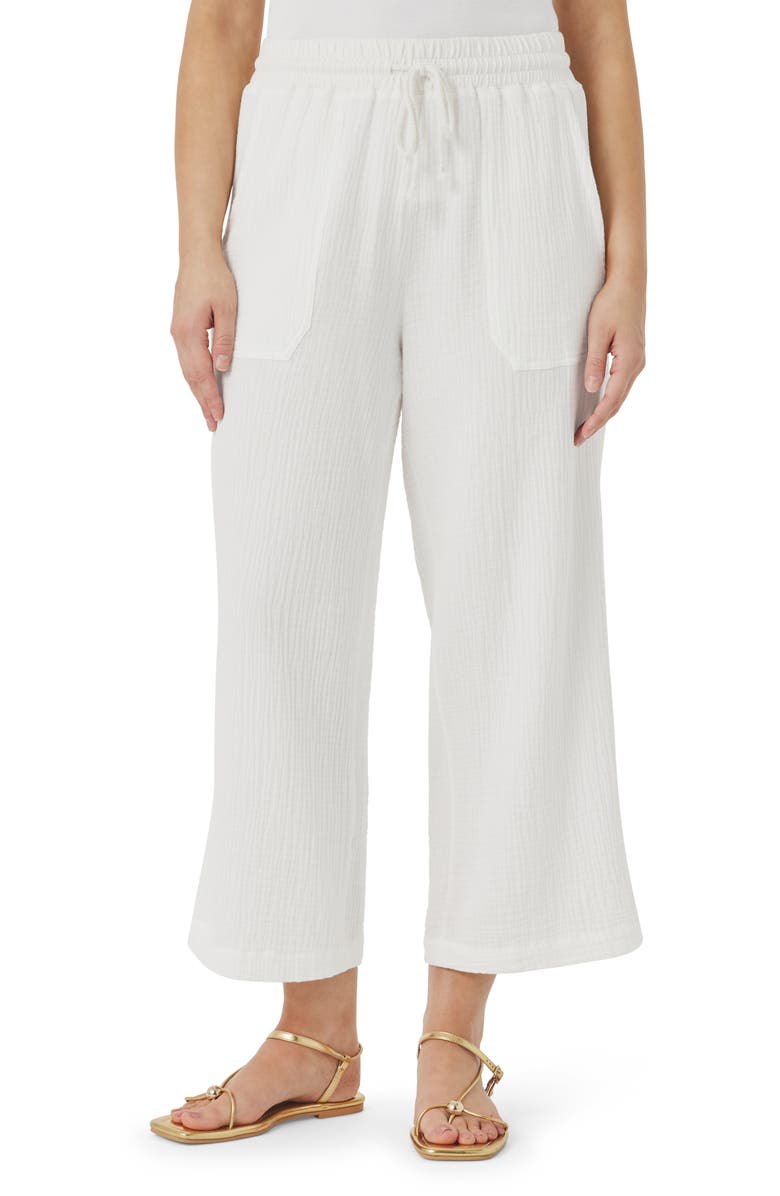 Splendid Ava Cotton Gauze Drawstring Pants, Main, color, White