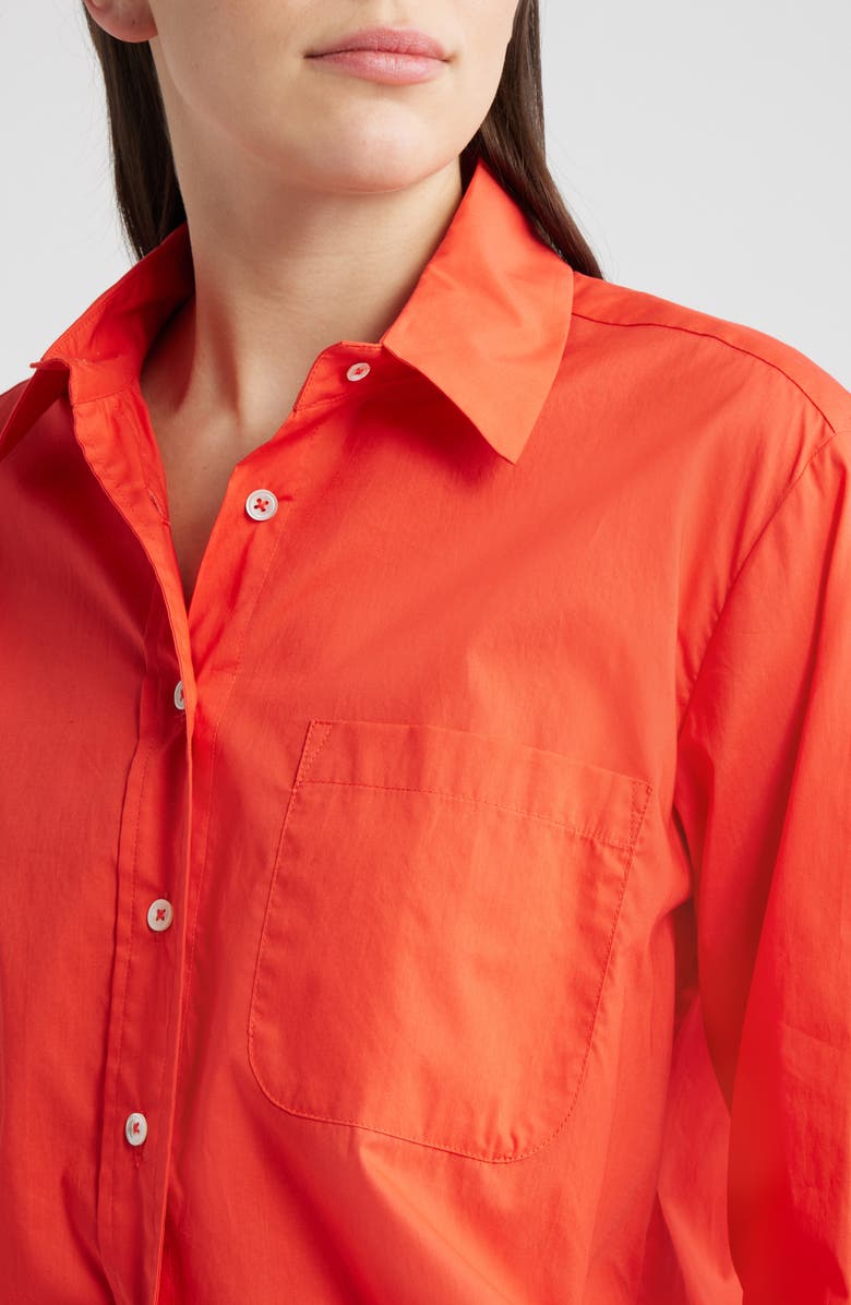 CISSA Cinch Waist Cotton Button-Up Shirt, Alternate, color, Poppy Red