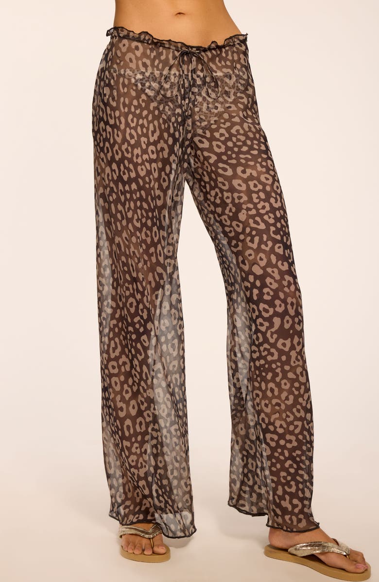 Ramy Brook Alayna Leopard Print Cover-Up Pants, Alternate, color, Dark Leopard
