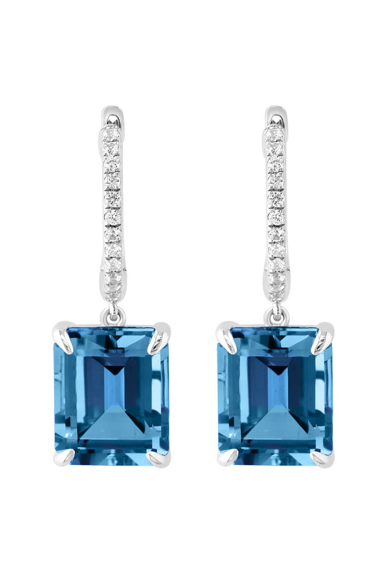White Sapphire & London Blue Topaz Drop Earrings, Alternate, color, BLUE