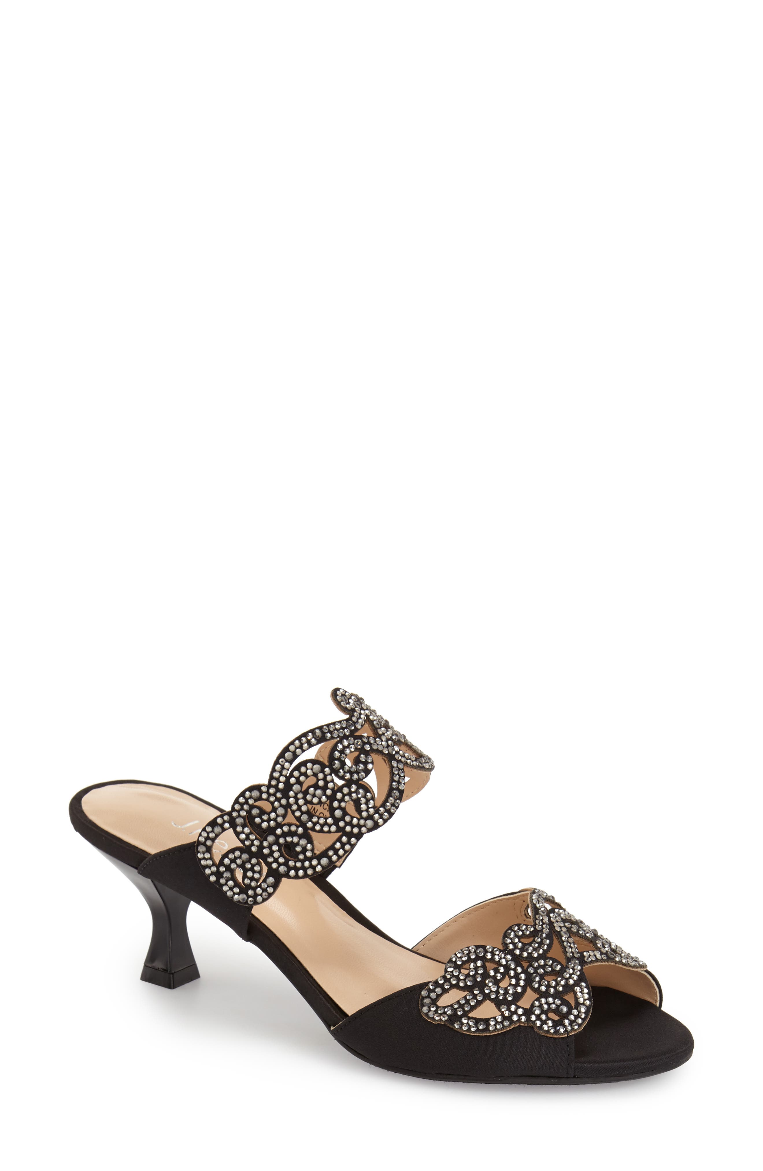 'Francie' Evening Sandal, Alternate, color, BLACK