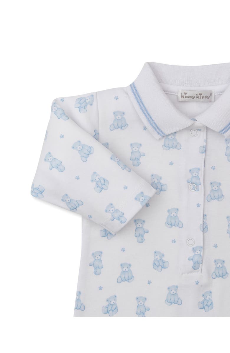 Kissy Kissy Print Pima Cotton Romper, Alternate, color, Light Blue